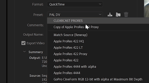 Export ProRes